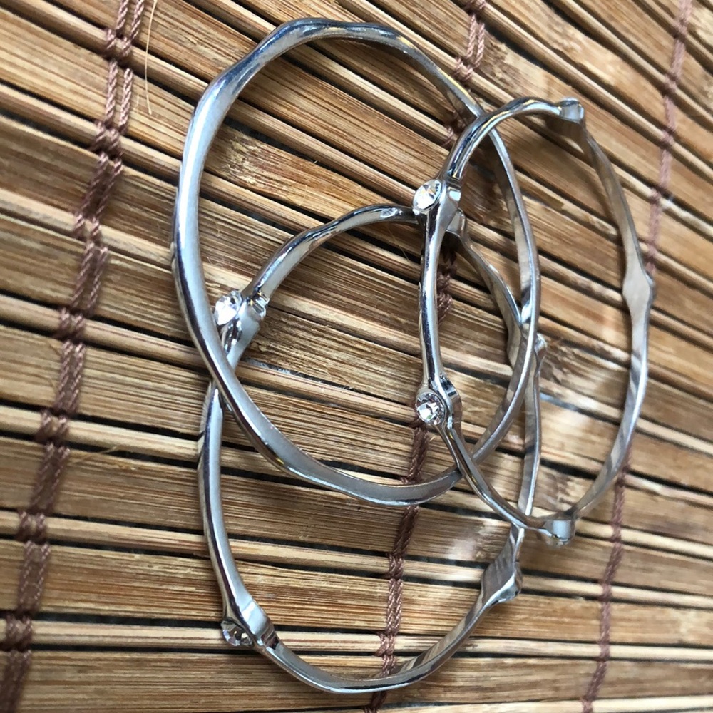Silver Bangle bracelets with 5 CZ accents!